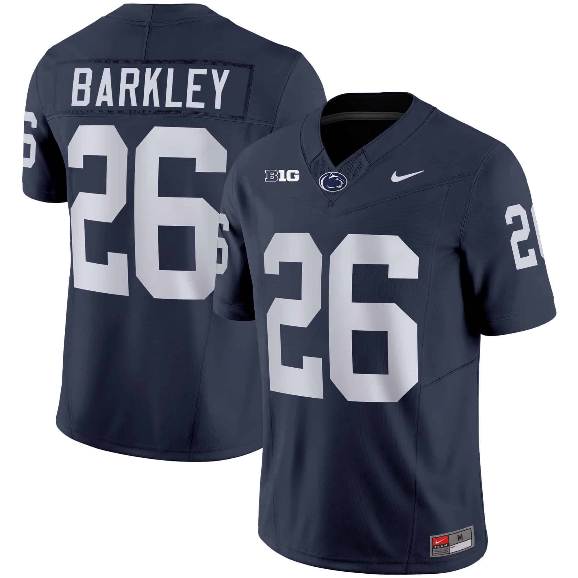 Men Penn State Nittany Lions #26 Barkley Drak Blue 2024 Nike Vapor Limited NCAA Jersey style 1